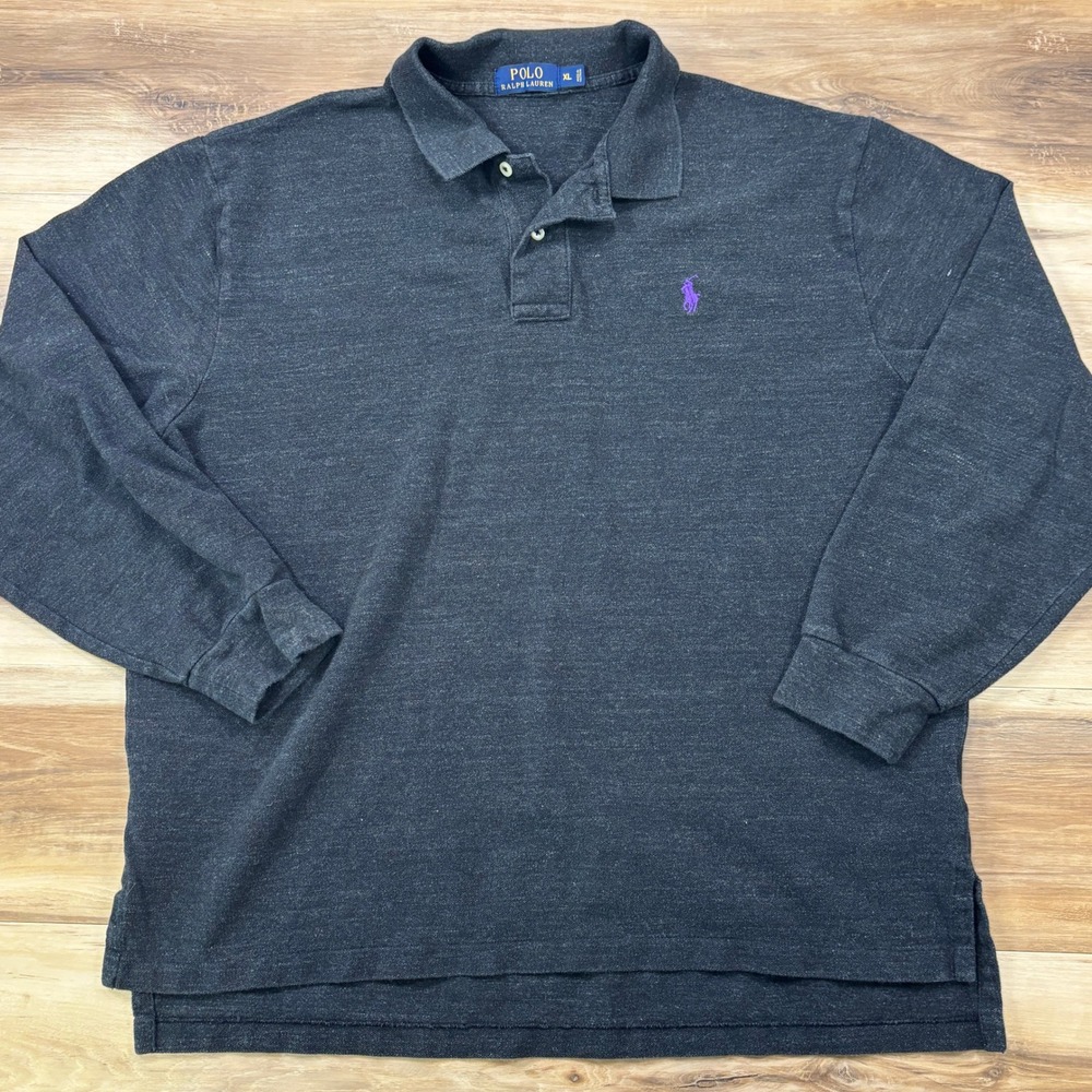 Polo Ralph Lauren Polo Shirt‎ Mens XL Classic Cotton Long Sleeve Gray Heritage
